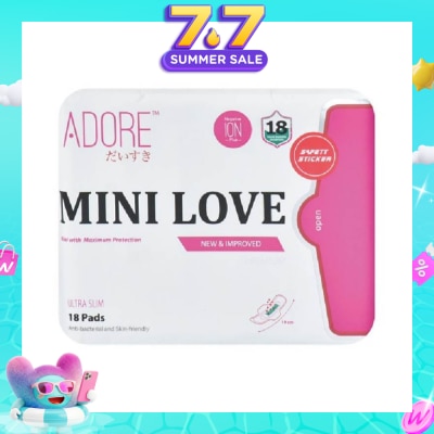 ADORE - Mini Love Ultra Breathable Negative Ion Plus Sanitary Pad 19cm (For Daily Use) 18s