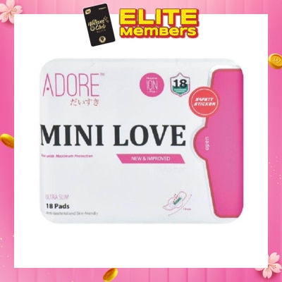 ADORE Mini Love Ultra Breathable Negative Ion Plus Sanitary Pad 19cm (For Daily Use) 18s
