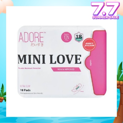 ADORE Mini Love Ultra Breathable Negative Ion Plus Sanitary Pad 19cm (For Daily Use) 18s