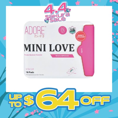 ADORE - Mini Love Ultra Breathable Negative Ion Plus Sanitary Pad 19cm (For Daily Use) 18s