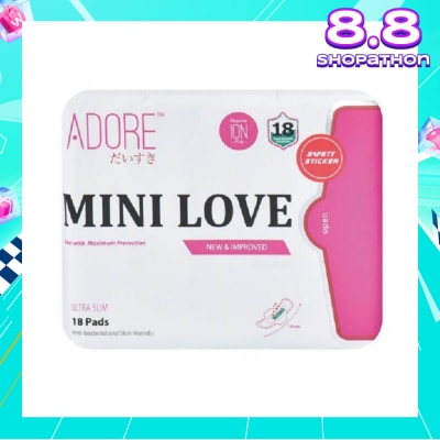 ADORE Mini Love Ultra Breathable Negative Ion Plus Sanitary Pad 19cm (For Daily Use) 18s