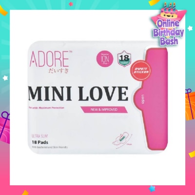 ADORE Mini Love Ultra Breathable Negative Ion Plus Sanitary Pad 19cm (For Daily Use) 18s