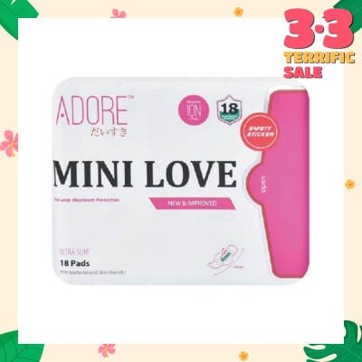 ADORE Mini Love Ultra Breathable Negative Ion Plus Sanitary Pad 19cm (For Daily Use) 18s