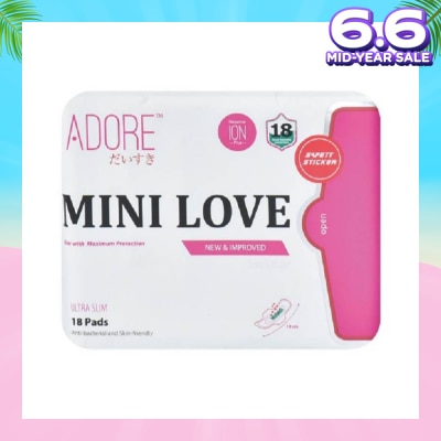ADORE Mini Love Ultra Breathable Negative Ion Plus Sanitary Pad 19cm (For Daily Use) 18s