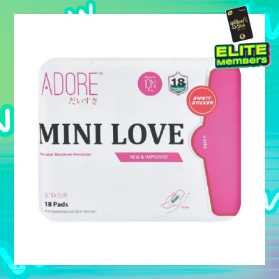 ADORE Mini Love Ultra Breathable Negative Ion Plus Sanitary Pad 19cm (For Daily Use) 18s