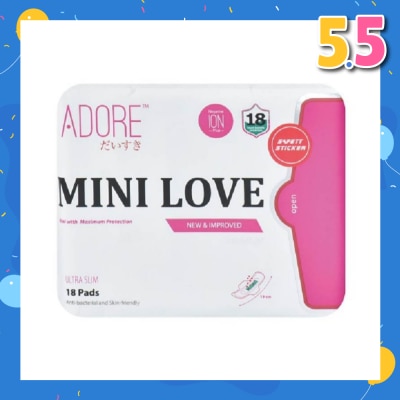 ADORE Mini Love Ultra Breathable Negative Ion Plus Sanitary Pad 19cm (For Daily Use) 18s