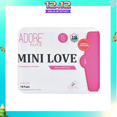 ADORE Mini Love Ultra Breathable Negative Ion Plus Sanitary Pad 19cm (For Daily Use) 18s