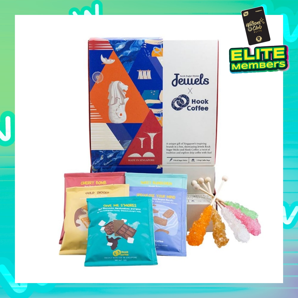 JEWEL ROCK SUGAR Rock Sugar Stick 5s + Hook Coffee Dripe Bags 5s (Cherry Bomb + Gold Digger + Sweet Bundchen + Speculose Your Mind + Give Me Smores) Gift Box 120g