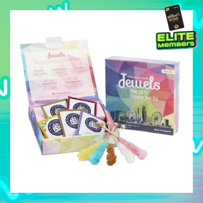 FOOD CULTURE JEWEL ROCK SUGAR Rock Sugar Stick 5s + The 1872 Clipper Tea Co. Tea Bags 5g (Passion Fruit + Earl Grey + English Breakfast + Green Tea + Chamomile Tea) Gift Box 80g