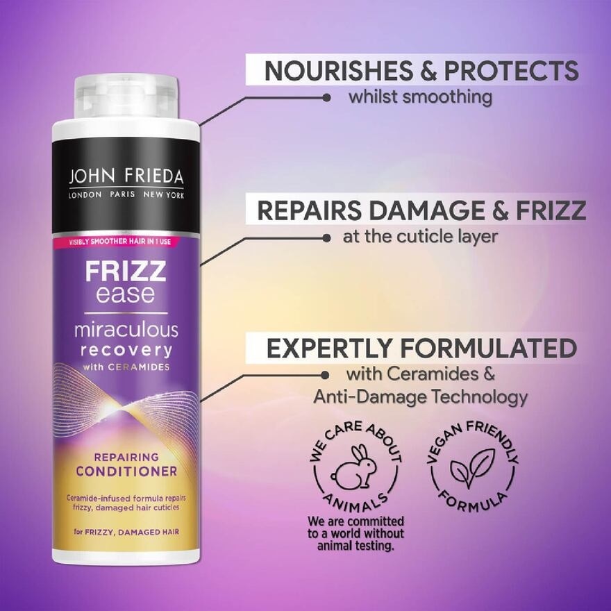 Frizz Ease Miraculous Recovery with Ceramides Repairing Conditioner (For Frizzy Damaged Hair) 500ml