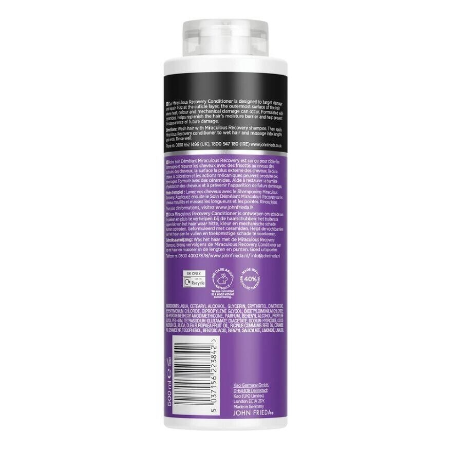 Frizz Ease Miraculous Recovery with Ceramides Repairing Conditioner (For Frizzy Damaged Hair) 500ml