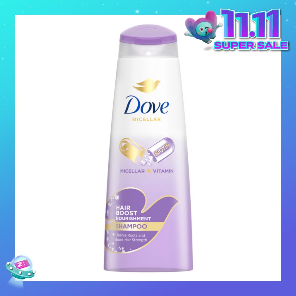 Dove Hair Boost Nourishment Micellar Shampoo 340ml (For Oily Roots, Weak Hair)<BR>