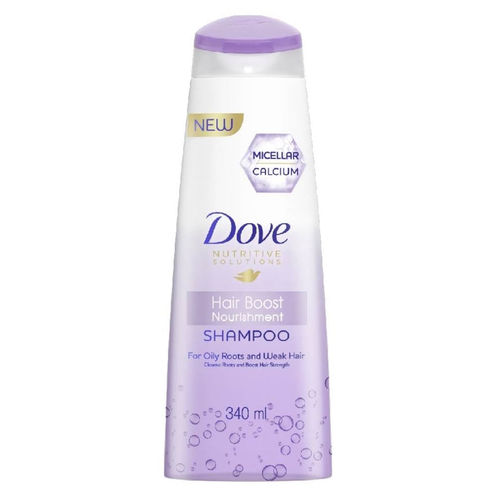 Dove Hair Boost Nourishment Micellar Shampoo 340ml (For Oily Roots, Weak Hair)<BR>