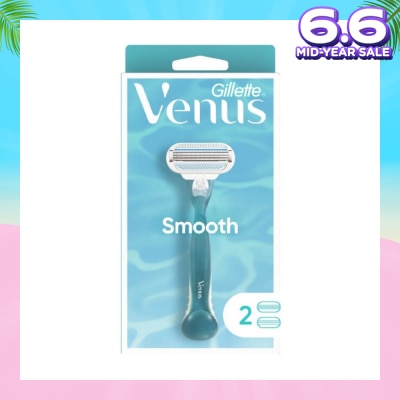 GILLETTE VENUS Smooth Women's Razor Packset consists Handle 1s + Refill 2s (Designed to Avoid Rust)