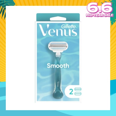 GILLETTE VENUS Smooth Women's Razor Packset consists Handle 1s + Refill 2s (Designed to Avoid Rust)