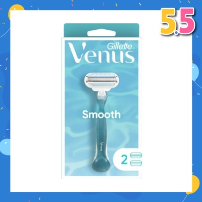 GILLETTE VENUS Smooth Women's Razor Packset consists Handle 1s + Refill 2s (Designed to Avoid Rust)