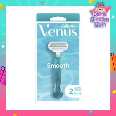 GILLETTE VENUS Smooth Women's Razor Packset consists Handle 1s + Refill 2s (Designed to Avoid Rust)
