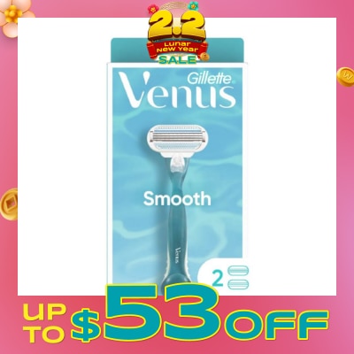 GILLETTE VENUS Smooth Women's Razor Packset consists Handle 1s + Refill 2s (Designed to Avoid Rust)