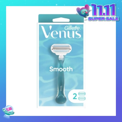 GILLETTE VENUS Smooth Women's Razor Packset consists Handle 1s + Refill 2s (Designed to Avoid Rust)