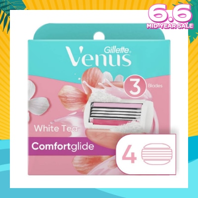 GILLETTE VENUS Comfortglide White Tea Blade Refill (Designed to Avoid Rust) 4s