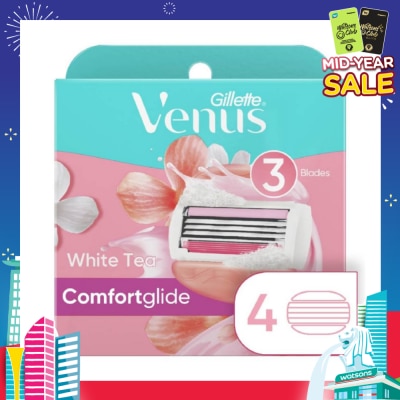 GILLETTE VENUS Comfortglide White Tea Blade Refill (Designed to Avoid Rust) 4s