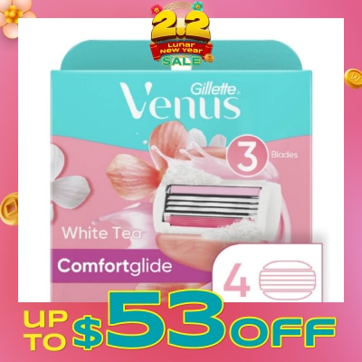 GILLETTE VENUS Comfortglide White Tea Blade Refill (Designed to Avoid Rust) 4s