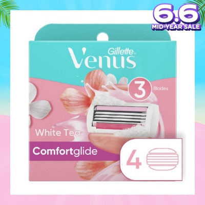 GILLETTE VENUS Comfortglide White Tea Blade Refill (Designed to Avoid Rust) 4s