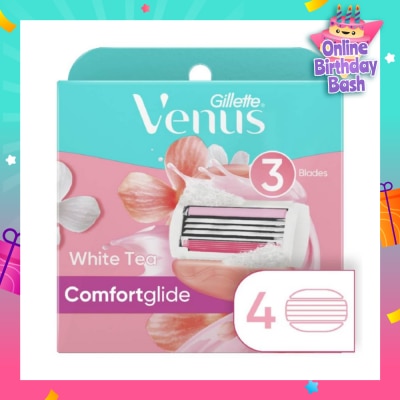 GILLETTE VENUS Comfortglide White Tea Blade Refill (Designed to Avoid Rust) 4s