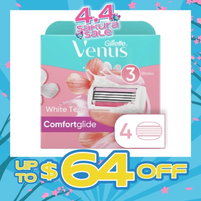 GILLETTE VENUS - Comfortglide White Tea Blade Refill (Designed to Avoid Rust) 4s