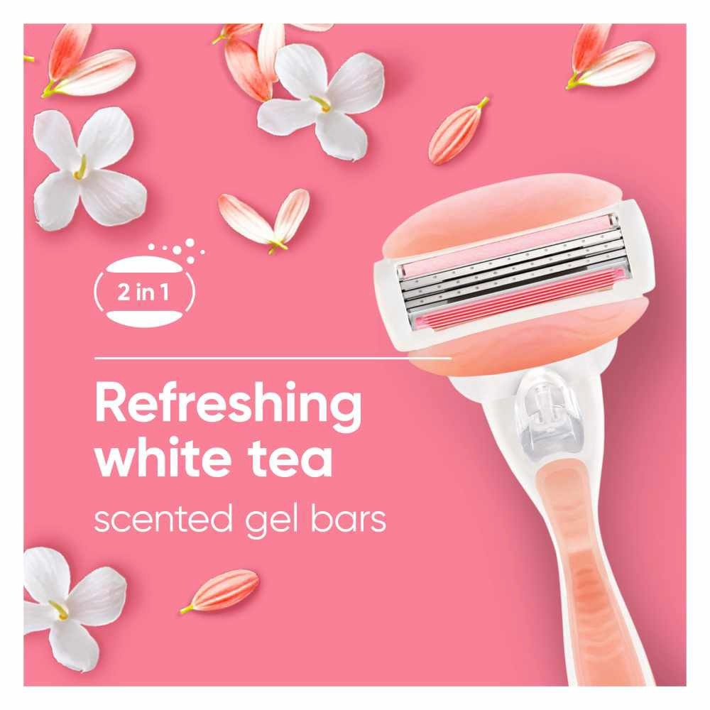 Comfortglide White Tea Women's Razor The Blanc Packset consists Handle 1s + Refill 2s (Designed to Avoid Rust)