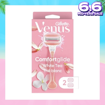 GILLETTE VENUS Comfortglide White Tea Women's Razor The Blanc Packset consists Handle 1s + Refill 2s (Designed to Avoid Rust)