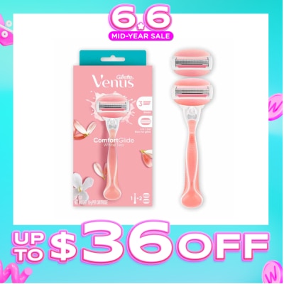 GILLETTE VENUS - Comfortglide White Tea Women's Razor The Blanc Packset consists Handle 1s + Refill 2s (Designed to Avoid Rust)