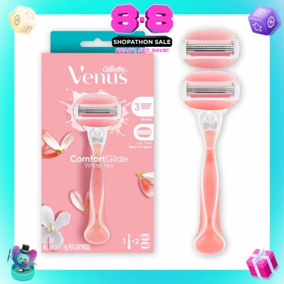 GILLETTE VENUS - Comfortglide White Tea Women's Razor The Blanc Packset consists Handle 1s + Refill 2s (Designed to Avoid Rust)