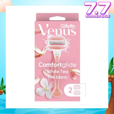 GILLETTE VENUS Comfortglide White Tea Women's Razor The Blanc Packset consists Handle 1s + Refill 2s (Designed to Avoid Rust)