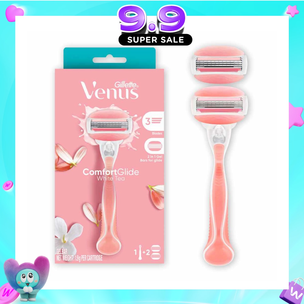 Comfortglide White Tea Women's Razor The Blanc Packset consists Handle 1s + Refill 2s (Designed to Avoid Rust) image