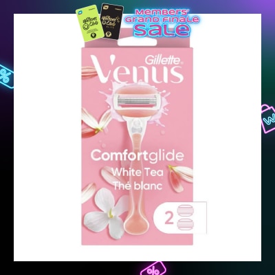 GILLETTE VENUS Comfortglide White Tea Women's Razor The Blanc Packset consists Handle 1s + Refill 2s (Designed to Avoid Rust)