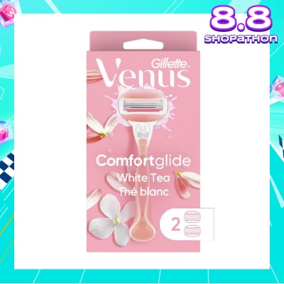 GILLETTE VENUS Comfortglide White Tea Women's Razor The Blanc Packset consists Handle 1s + Refill 2s (Designed to Avoid Rust)