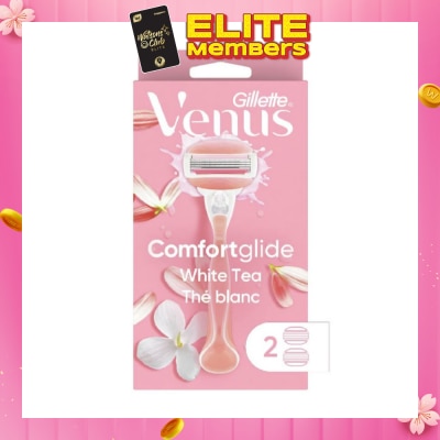 GILLETTE VENUS Comfortglide White Tea Women's Razor The Blanc Packset consists Handle 1s + Refill 2s (Designed to Avoid Rust)