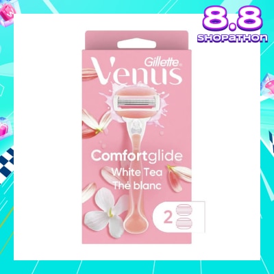 GILLETTE VENUS Comfortglide White Tea Women's Razor The Blanc Packset consists Handle 1s + Refill 2s (Designed to Avoid Rust)