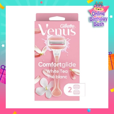 GILLETTE VENUS Comfortglide White Tea Women's Razor The Blanc Packset consists Handle 1s + Refill 2s (Designed to Avoid Rust)