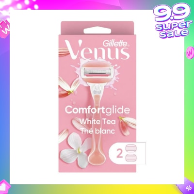 GILLETTE VENUS Comfortglide White Tea Women's Razor The Blanc Packset consists Handle 1s + Refill 2s (Designed to Avoid Rust)