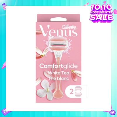 GILLETTE VENUS Comfortglide White Tea Women's Razor The Blanc Packset consists Handle 1s + Refill 2s (Designed to Avoid Rust)