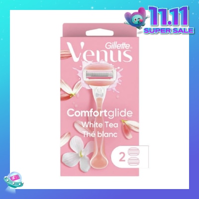 GILLETTE VENUS Comfortglide White Tea Women's Razor The Blanc Packset consists Handle 1s + Refill 2s (Designed to Avoid Rust)