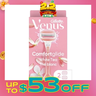 GILLETTE VENUS Comfortglide White Tea Women's Razor The Blanc Packset consists Handle 1s + Refill 2s (Designed to Avoid Rust)