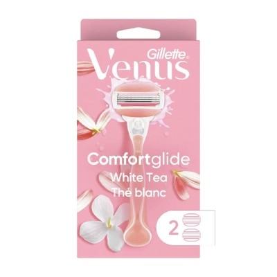 GILLETTE VENUS Comfortglide White Tea Women's Razor The Blanc Packset consists Handle 1s + Refill 2s (Designed to Avoid Rust)