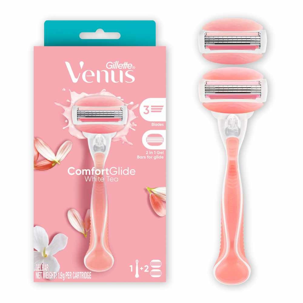 Comfortglide White Tea Women's Razor The Blanc Packset consists Handle 1s + Refill 2s (Designed to Avoid Rust)