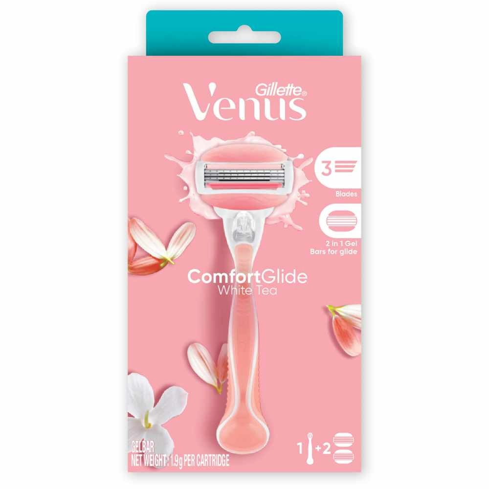 Comfortglide White Tea Women's Razor The Blanc Packset consists Handle 1s + Refill 2s (Designed to Avoid Rust)