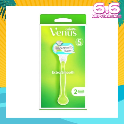 GILLETTE VENUS Extra Smooth Women's Razor Packset consists Handle 1s + Refill 2s (Designed to Avoid Rust)