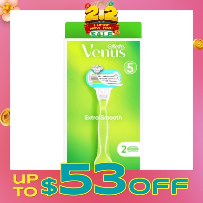GILLETTE VENUS Extra Smooth Women's Razor Packset consists Handle 1s + Refill 2s (Designed to Avoid Rust)