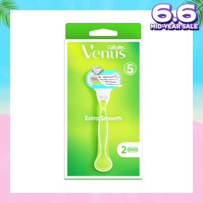 GILLETTE VENUS Extra Smooth Women's Razor Packset consists Handle 1s + Refill 2s (Designed to Avoid Rust)